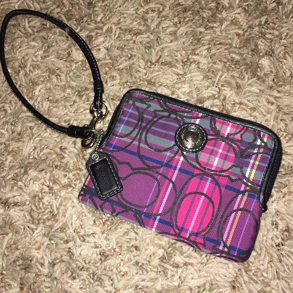Coach Tartan Plaid Wrist Wallet